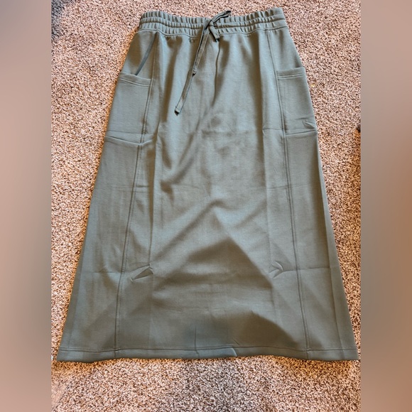 Rae Mode Scuba Long Skirt with Drawstring Waist GRP B Sage Leaf - Picture 2 of 7